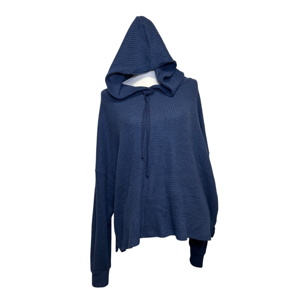 Lucky Brand Women's Blue Lounging Textured Hoodie Size XXL